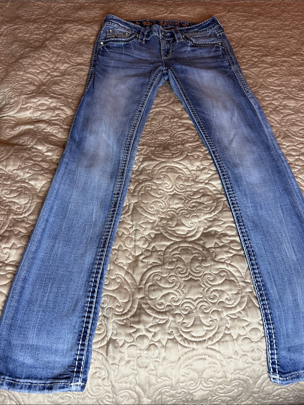 Rock Revival‎ Jena Women's Blue straight leg 26” Jeans with embellishments